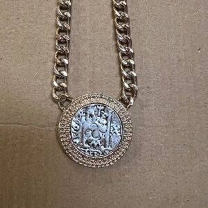 White House Black Market Gold and Silver Medallion Necklace